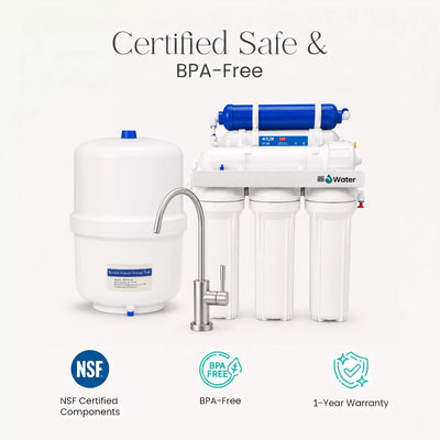 illi Water standard under-sink RO system with tank and faucet, NSF-certified components, 1-year warranty